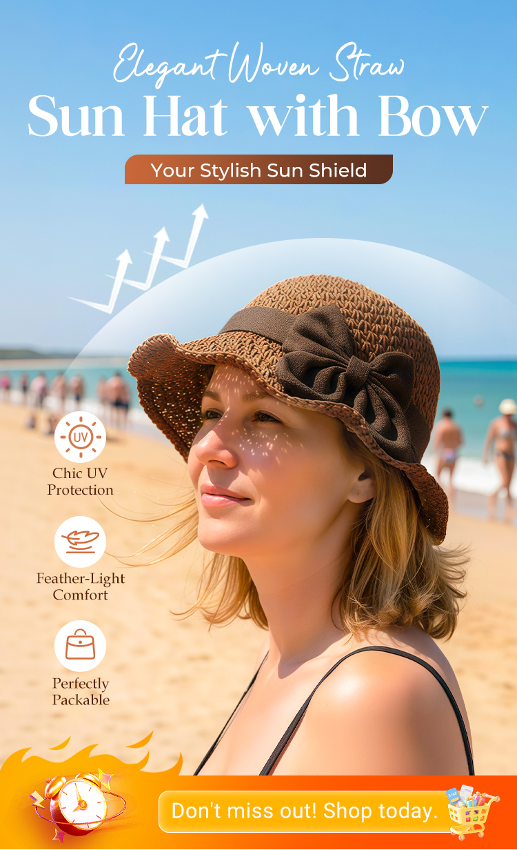 🔥 Hot sale 49% OFF🔥Elegant-Woven Straw Sun Hat with Bow
